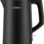 MEISON Electric Kettle, 1.7 L Double Wall Food Grade Stainless Steel Interior Water Boiler, Coffee Pot & Tea Kettle, Auto Shut-Off and Boil-Dry Protection, 1200W, 2 Year Warranty(Black)