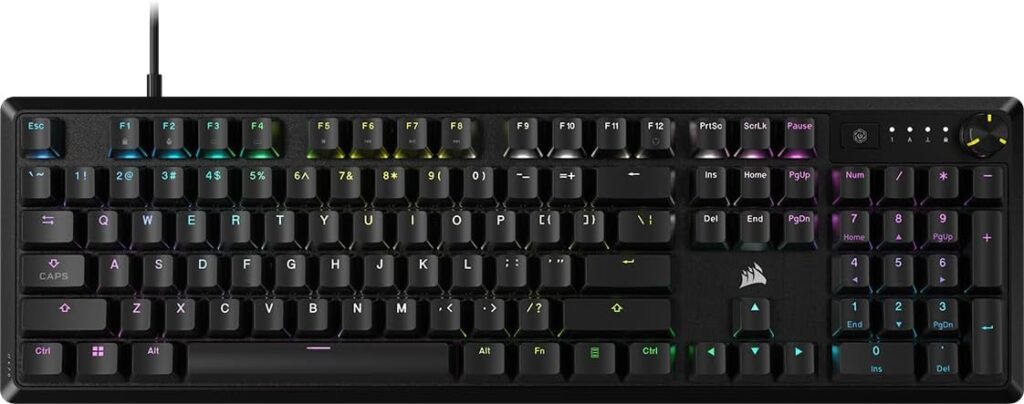 Corsair K70 CORE RGB Mechanical Wired Gaming Keyboard – Pre-Lubed MLX Red Linear Switches, SOCD, ABS Double-Shot Keycaps, Sound Dampening, Media Control Dial, 1000Hz Polling, QWERTY NA – Black