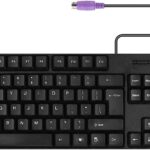 MCSaite Wired PS2 104 Keys Computer Keyboard with Stands,Black,Waterproof – US Layout Compatible for Windows, PC, Laptop