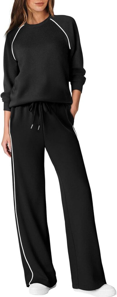Sampeel Women 2 Piece Lounge Sets Sweatsuit Fall Outfits Matching Wide Leg pants Set Tracksuit Trendy Clothes