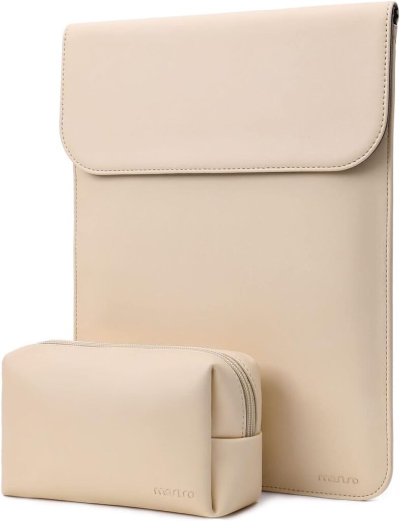 MOSISO Laptop Case 13 inch, 13 inch Laptop Sleeve Compatible with MacBook Air M4 M3 M2 M1 2025-2018 / Pro M2 M1 2025-2016, Faux Suede Leather Case with Small Bag, Apricot