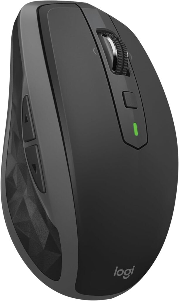 Logitech MX Anywhere 2S Bluetooth Edition Compact Wireless Mouse, No USB Receiver – Use On Any Surface, Hyper-Fast Scrolling, Rechargeable, Control Up to 3 Apple Mac and Windows Computers and Laptops