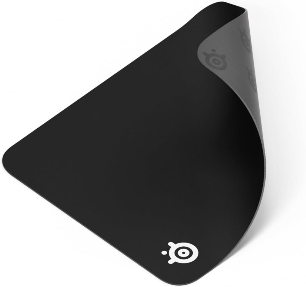 SteelSeries QcK Medium Gaming Mousepad — Black — Non-Slip Silicone Rubber Base — Peak Tracking and Stability — Optimized for Gaming Sensors — 320 mm x 270 mm — FPS, MOBAs, RTS, MMO