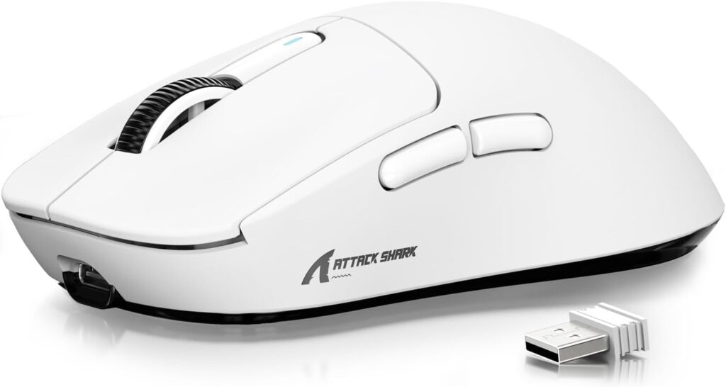 ATTACK SHARK X3 Wireless Gaming Mouse, 49g Ergonomic Computer Mouse, Triple Modes PAW3395 26K DPI Optical Sensor, 200h Battery Life, Programmable Buttons, Gaming Accessories for PC/Laptop/Mac (White)