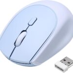 YUNZII C2 Wireless Gaming Mouse,2.4GHz Cute Silicone Noiseless Wireless Computer Mouse, Quiet Clicks, 3 Adjustable DPI, 1600 DPI Optical Tracking, Portable Ergonomic Mice for Laptop/PC/Mac (Blue)