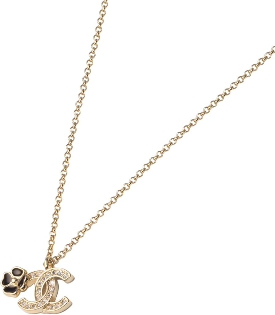 18K Gold Designer Pendant long Necklace for Women initial Black Flower Necklace Fashion Gift for Birthday Mother’s Day and Anniversary