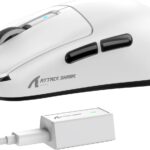 ATTACK SHARK R6 Gaming Mouse Wireless 2.4Ghz/Bluetooth/Type-C, PAW3950Max, 8K Polling Rate, 50 to 42,000 DPl Adjustable, Nordic 52480, 39g Super-lightweight Optical Mouse, for PC/Mac/Linux/Xbox-White