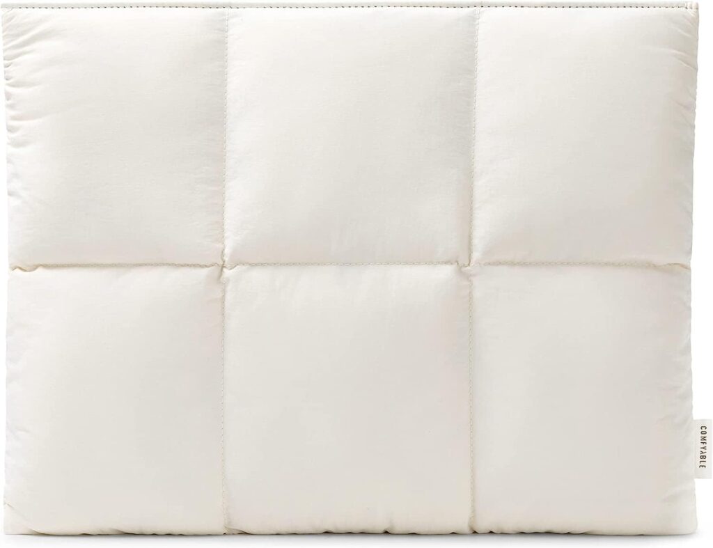 Comfyable Puffy Laptop Sleeve 13 Inch 14 Inch, Quilted Puffer Laptop Carrying Case, Pillow Case Compatible with MacBook Air M4 2025 M3 M2 M1, MacBook Pro M4 Pro/Max, Rice