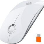 RAPIQUE R306C USB C Wireless Mouse, Type-C 2.4GHz Portable Computer Mouse, Silent Click, Ultra-Slim, 3-Speed DPI, 480 Hours Battery Life, for USB-C Laptops, MacBook, iPad, Surface Pro, MacOS – White