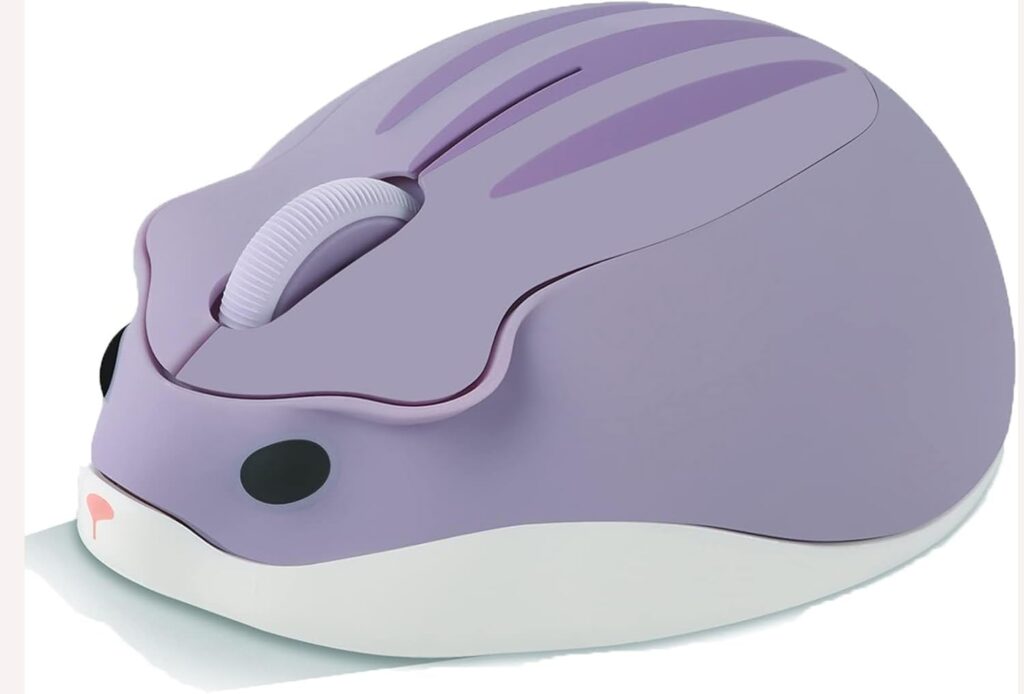 Wireless Mouse Cute Hamster Shape Less Noice Portable Mobile Optical 1200DPI USB Mice Cordless Mouse for PC Laptop Computer Notebook MacBook Kids Girl Boy Men Women Adults School Office Gift (Purple)