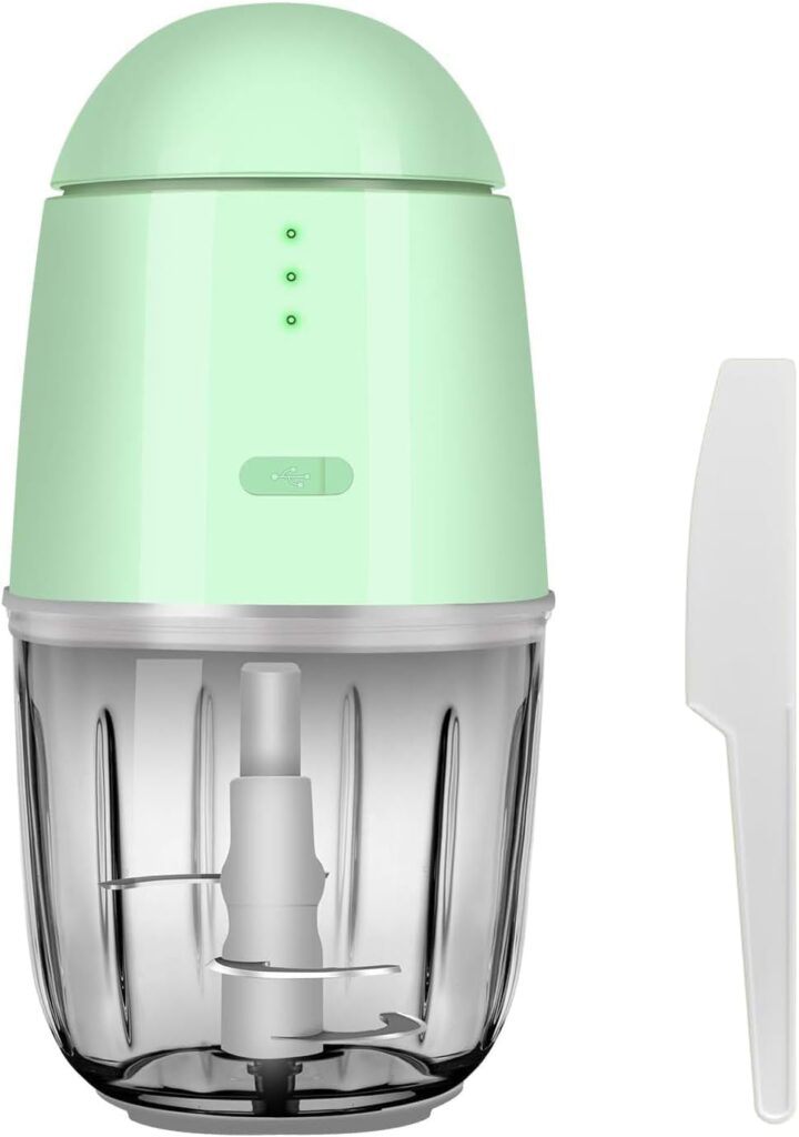 Food Processor – Cordless Mini Food Processor & Portable Small Food Chopper for Vegetables Fruit Salad Onion Garlic,Kitchen, 1.3Cup 10 0z,150 Watts,Glass Container Dishwasher Safe (Green)