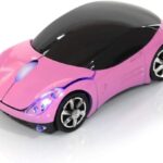 Pink Wireless Car Mouse – 2.4G Wireless with USB Receiver, Optical Mouse for PC, Laptop, Tablet – Win XP/Vista/7/ME/2000/Mac OS Pink Mouse for Her for Christmas