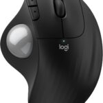 Logitech Ergo M575S Wireless Trackball Mouse, Wireless Ergonomic Mouse with Bluetooth and Encrypted Dongle, Comfortable Thumb Control, Precise and Smooth Tracking, for PC/Mac – Black Silver Ball