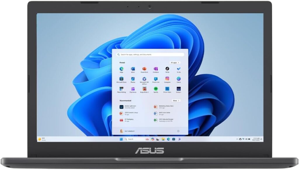 ASUS Vivobook Go 11.6” HD Slim Laptop, Intel Dual Core N4500, Intel Graphics, 4GB, 128GB, Windows 11 Home, SonicMaster, ErgoSense, Black, L210KA-ES04