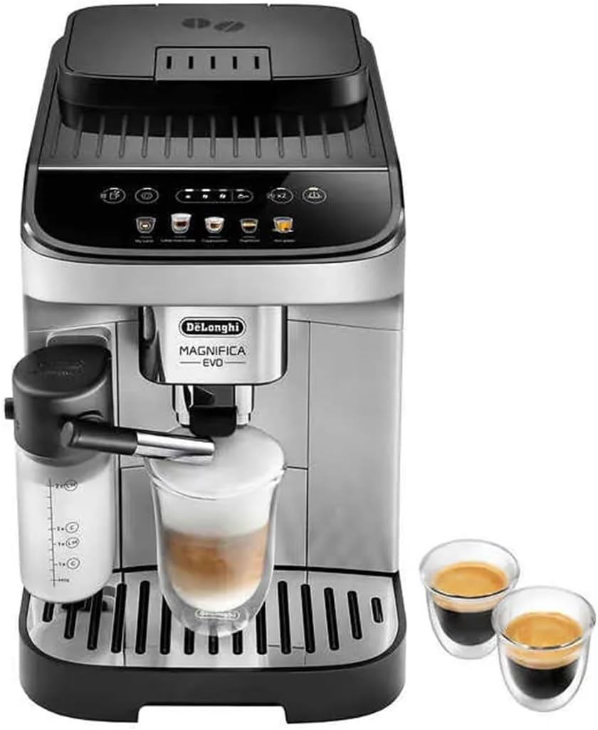 De’Longhi De’Longhi Magnifica Evo Automatic Espresso & Cappuccino Machine with Latte Crema System, 9.45 in. x 17.32 in. x 14.17 in., Chrome