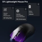 S9 Pro Wireless Gaming Mouse, 59G Ergonomic Computer Mouse, Triple Modes, 8K Polling, 26K DPI, PAW3395 Optical Sensor, Kailh Switch, 250h Battery Life, Programmable for PC/Win/Mac(Purple)