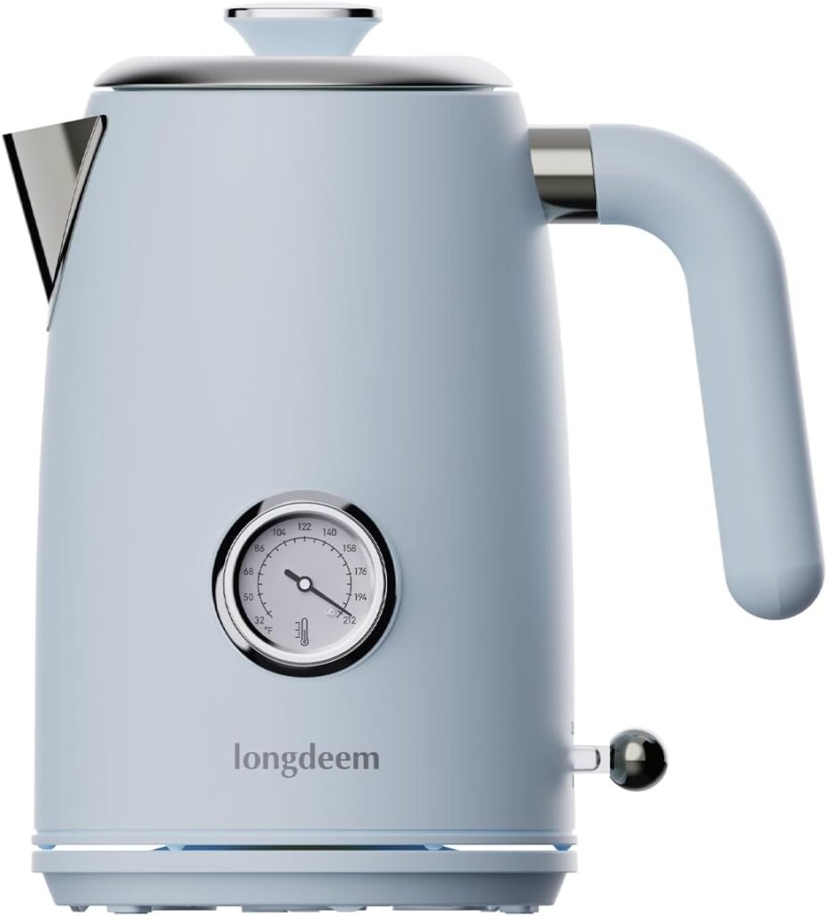 LONGDEEM 1L Small Electric Kettles Stainless Steel, Portable Travel Mini Hot Water Boiler Heater, Cool Touch Teapot, Auto Shut-Off & Boil-Dry Protection for Cooking, Business Trip and More, Blue