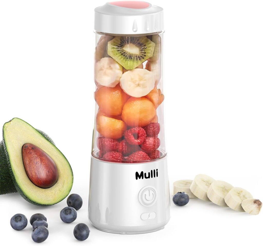 Mulli Portable Blender,USB Rechargeable Personal Mixer for Smoothie and Shakes, Mini Blender with Six Blades for Baby Food,Travel,Gym(Update)