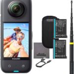 Insta360 X3 Waterproof 360 Action Camera 5.7K HDR Video, 72MP Photo, 4K Single-Lens Touchscreen, AI Editing, Live Stream with Extra Battery and Extended Edition Telescoping 118″ Drone Selfie Stick