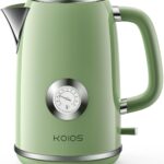 Electric Kettle 1.8L with Temperature Gauge, 1500W Fast Boiling Electric Tea Kettle, 100% Stainless Steel Retro-Style Hot Water Kettle Electric – Glowing LED Light, Auto Shut-Off & Boil-Dry Protection