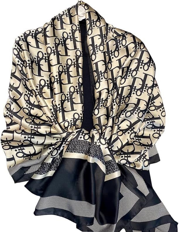 FairyCity Womens large Luxury Silk Scarf Satin Summer Scarf Lightweight Fashion Shawl Wrap