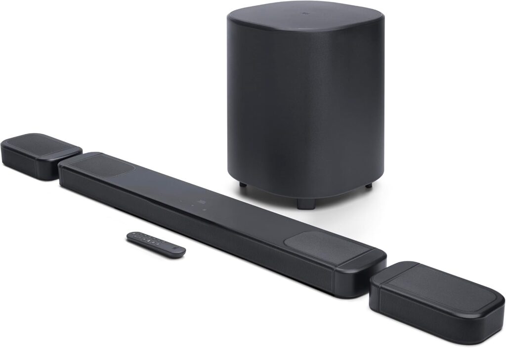 JBL Bar 1000MK2-7.1.4 Channel soundbar System with Detachable Surround Speakers, MultiBeam 3.0™, Dolby Atmos® and DTS:X®, 480W RMS with 10″ Sub & Works with Voice Assistant-Enabled Speakers (Black)