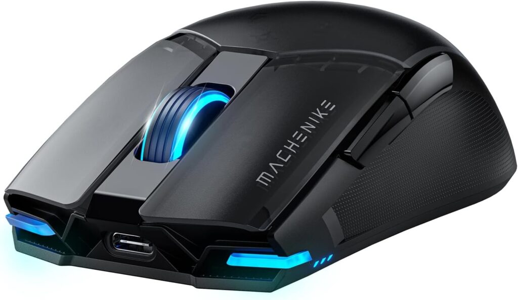 Machenike Wireless Gaming Mouse,26,000 DPI,PAW3395 Sensor,RGB Backlit,Ergonomic Design,6 Programmable Buttons,Long Battery Life,Ultra-Lightweight,White Gaming Mice Compatible with PC, Mac