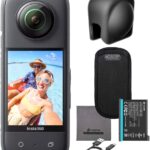 Insta360 X3 – Waterproof 360 Action Camera with 1/2″ 48MP Sensors, 5.7K HDR Video, 72MP Photo, 4K Single-Lens, 2.29″ Touchscreen Live Stream with Dual Rubber Lens Cap Guard