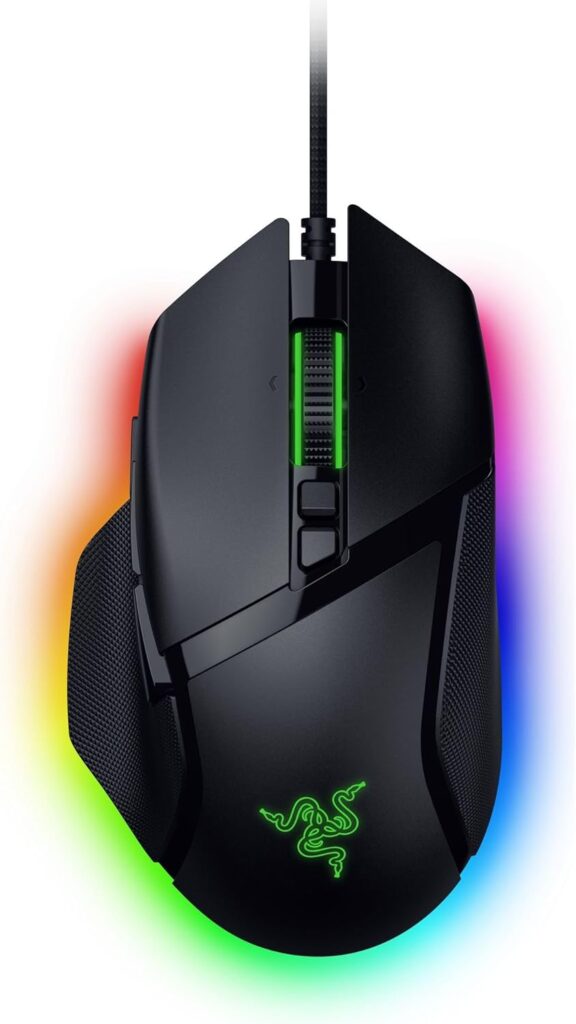 Razer Basilisk V3 35K Wired Ergonomic Gaming Mouse : HyperScroll Tilt Wheel – 35K DPI Optical Sensor Gen 2-13 Customizable Controls – Chroma RGB – Optical Switches Gen 3 – Speedflex Cable