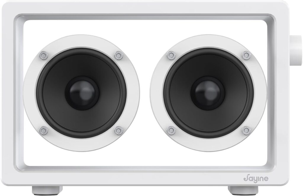 Cassette Portable Bluetooth Speaker, 16W Minimalist Speakers Bluetooth Wireless Loud, HD Powerful Sound and Wide Compatibility V5.3 for Indoor Outdoor – White