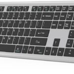 TECKNET Bluetooth Keyboard Rechargeable, 4-Device Free Switching (2.4G+BT), Ultra-Slim Full Size Wireless Keyboard, Quiet Typing, for PC/Laptop/Smart TV/Phone, Adjustable Stand, 12 Multimedia Keys