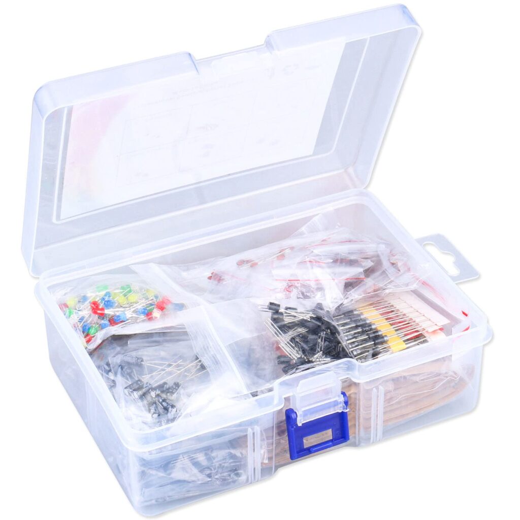 1400Pcs Basic Electronics Component Assortment Kit, Electrolytic Capacitor, Ceramic Capacitor, LED Diode, Common Diode, Resistor, Transistor Component for Arduino, Electronic DIY Project