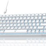 TMKB T84SE Gaming Keyboard, 75% Mechanical Gaming Keyboard with Linear Red Switch, Ice Blue LED Backlit, Detachable USB-C, Full Anti-Ghosting for Gaming/Typing/PC/Laptop/Win/Mac, US Layout, White
