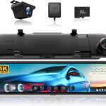REDTIGER T700 Rear View Mirror Camera 11” 4K UHD Front and 1080P Mirror Dash Cam Front and Rear, GPS,Parking Monitor,Night Vision,Smart Reverse Parking Assistance,Touch Screen, 32 GB Card