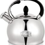 SUSTEAS Stove Top Whistling Tea Kettle – Food Grade Stainless Steel Teakettle Teapot with Cool Touch Ergonomic Handle, With 1 Silicone Pinch Mitt Included,2.64 Quart(SILVER)