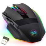 Redragon M801 Wireless Gaming Mouse, RGB Gaming Mouse with MMO 9 Programmable Macro Editing Buttons, UP 16000 Adjustable DPI, Rapid Fire Button for Game, Windows,PC – Wireless, Black