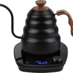 Electric Gooseneck Kettle, 30oz 0.9L Water Electric Kettle with Intelligent Temperature Control Quick Heating 304 Stainless Steel for Coffee Tea Boil Hot Water 1000W(Black)