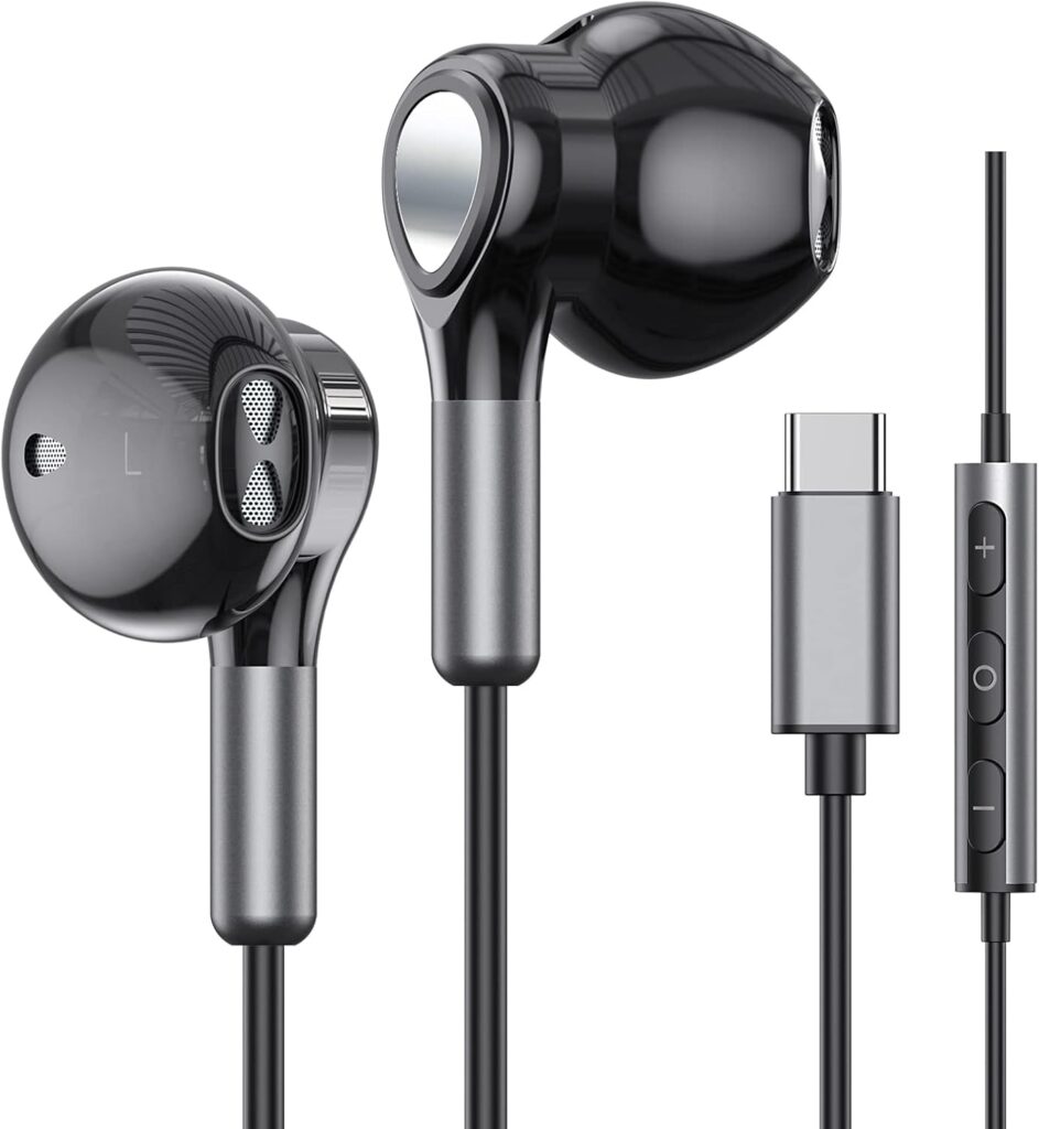 USB C Headphones for Samsung Galaxy S24 S23 Ultra S22 S21 FE S20 A54 A53 USB C Earphones with Mic Volume Control Wired Earbuds USB Type C Headphones for iPhone 16 15 Pro Max Plus iPad Pro Pixel 8 7 6a