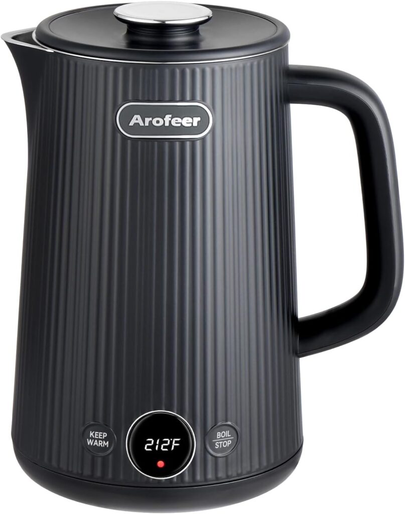 Arofeer® 1.7L(57oz) Large Electric Kettle Temperature Control, 7+Cups Electric Tea Kettle for Coffee&Tea, 2 quarts Big Hot Water Kettle Electric with,1200W,Keep Warm-Black