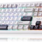 AULA F106PRO Wireless Keyboard, Full Size Mechanical Keyboard with Media Knob & Screen, 8000mAh Battery Hot Swappable Custom PBT keycaps Gaming Keyboard – Blaze Switch,Black White Grey