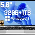 2025 Latest 15.6” Laptop Compatible with Windows 11, 1TB SSD 32GB Dual-Channel RAM, Quad-Core Processor(Max 2.9GHz), 1080p FHD Display, Backlit Keyboard, Fingerprint, Webcam, Mini-HDMI, WiFi5, BT5