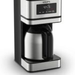 Krups Simply Brew Stainless Steel and Thermal Carafe Drip Coffee Maker 12 Cup Programmable, Customizable, Digital Display, Insulated Coffee Filter, Dishwasher Safe, Drip Free Silver and Black