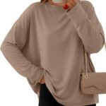 AUTOMET Women’s Oversized Long Sleeve Shirts Fall Trendy Tops Fashion Gym Baggy Basic Casual Loose Fit Workout Y2k Clothes