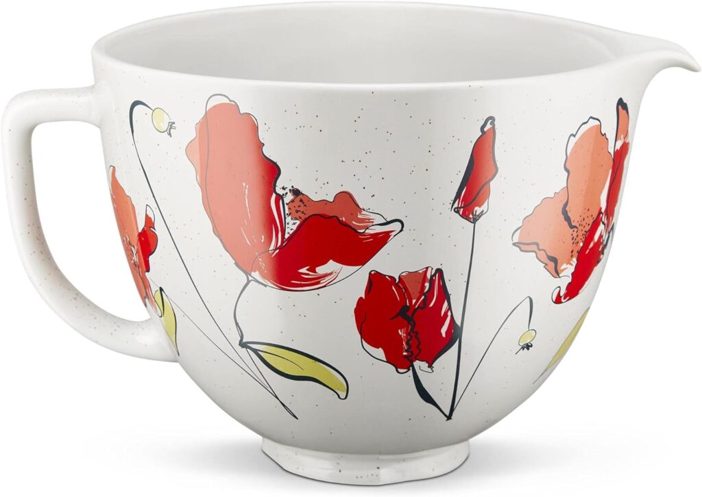 KitchenAid 5 Quart Ceramic Bowl for all 4.5-5 Quart Tilt-Head Stand Mixers KSM2CB5PPY, Poppy