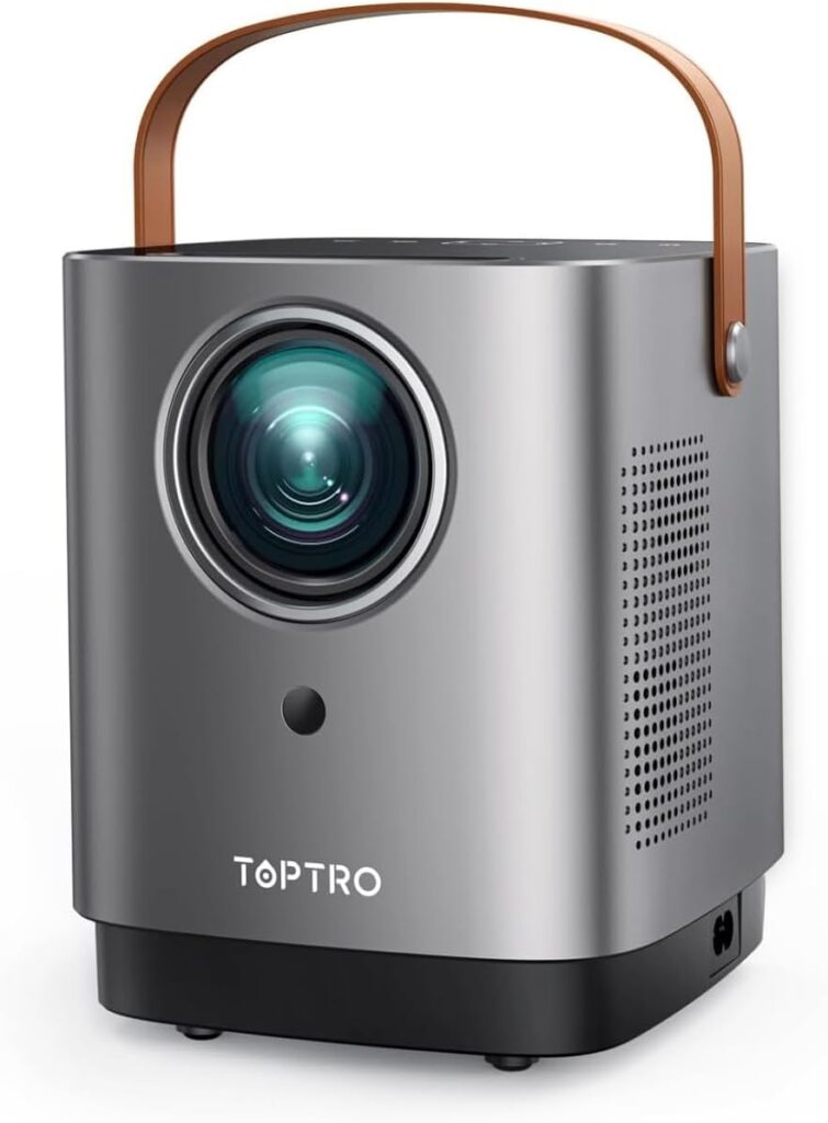 [Unique Handle Design] Mini-Projector, Mini Projector with 5G WiFi and Bluetooth, 1080P Smart Portable Projector with Touch Screen, 2025 Upgrade TOPTRO Outdoor-Movie-Proyector for Phone/TV Stick/HDMI