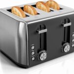 4 Slice Toaster with Crumb Tray for Easy Cleaning, 6 Browning Settings, Self-Centering Dualit Bread Toaster 4 Slice, Cancel, Defrost&Reheat Function