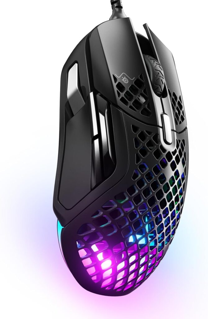 SteelSeries Aerox 5 – Holey RGB Gaming Mouse – Ultra-lightweight Water Resistant Design – 18K DPI TrueMove Air Optical Sensor