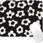 White Flowers Square Mouse Pad,Non-Slip Rubber Base Mouse Pad,Home Office Decoration Desktop Accessory,Laptop Mouse Pad for Office Laptops,9.4×7.8×0.12in