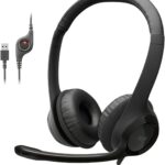 Logitech H390 Wired Headphones with Mic, USB Headset with Microphone for PC, Noise Cancelling Microphone for Video Meetings, Music, Gaming – Black