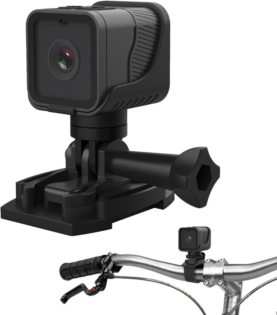 Mini Action Camera 1080P30FPS WiFi Sports Cam, Bike Camera with Audio and Video Recording, Wide Angle Sport Camera with 64GB Card Accessories Kit Suitable for Helmet, Bicycle, etc